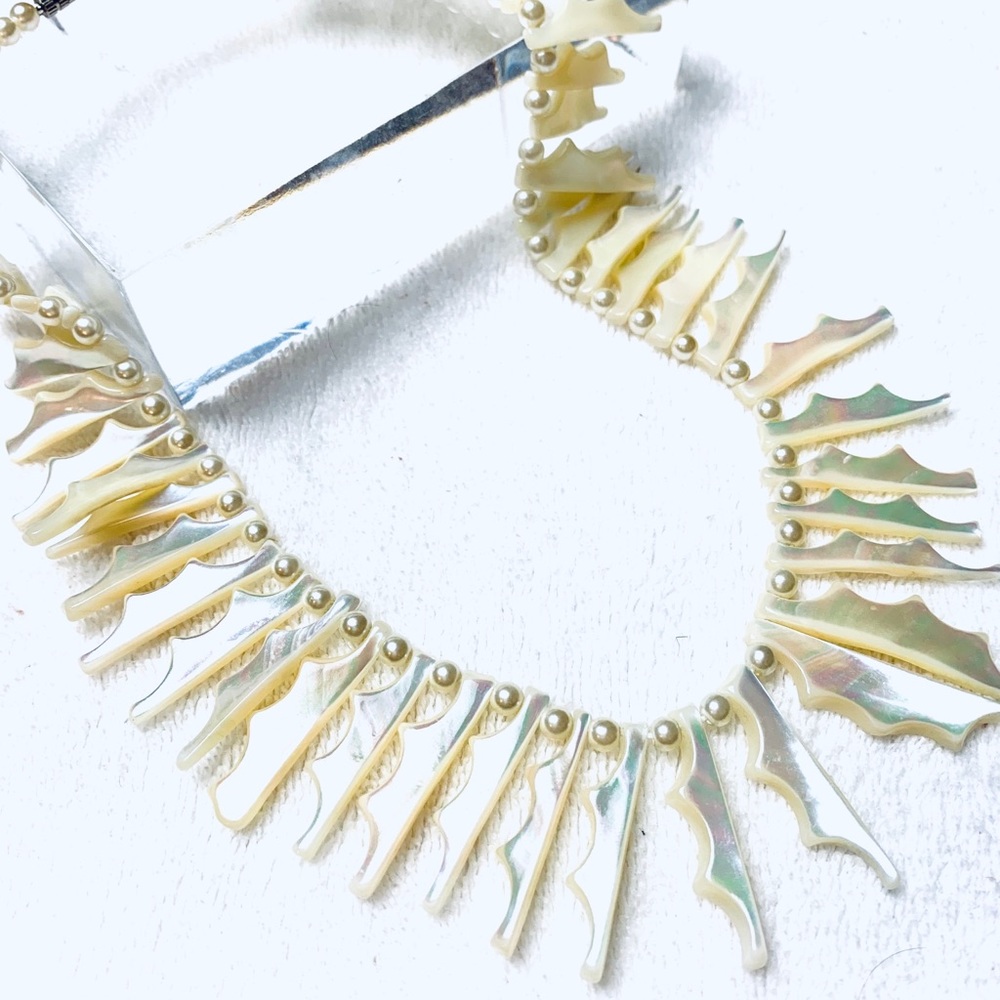 HANDMADE IVORY STONE AND PEARL NECKLACE